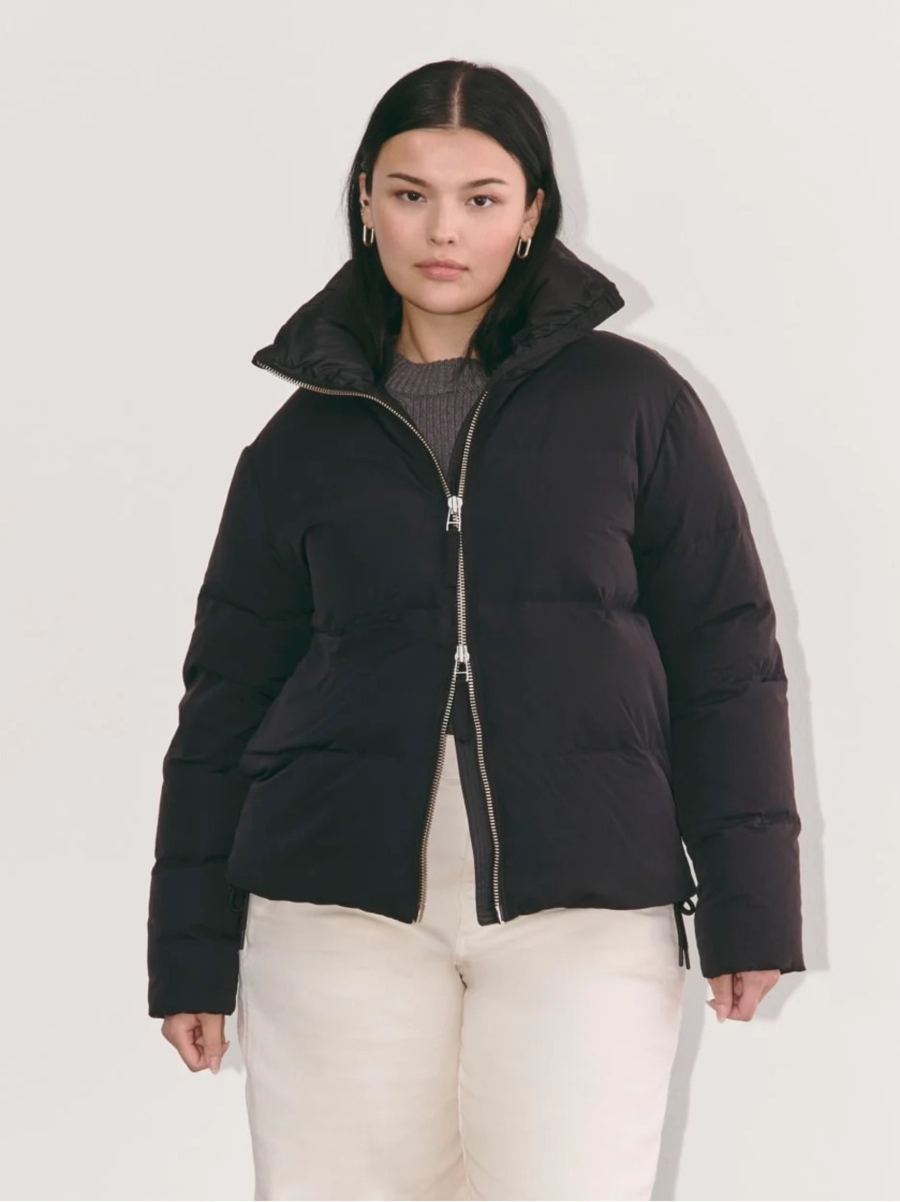 Everlane The Puffer Bomber Jacket Black Recycled Down Quilted Coat Medium NWT